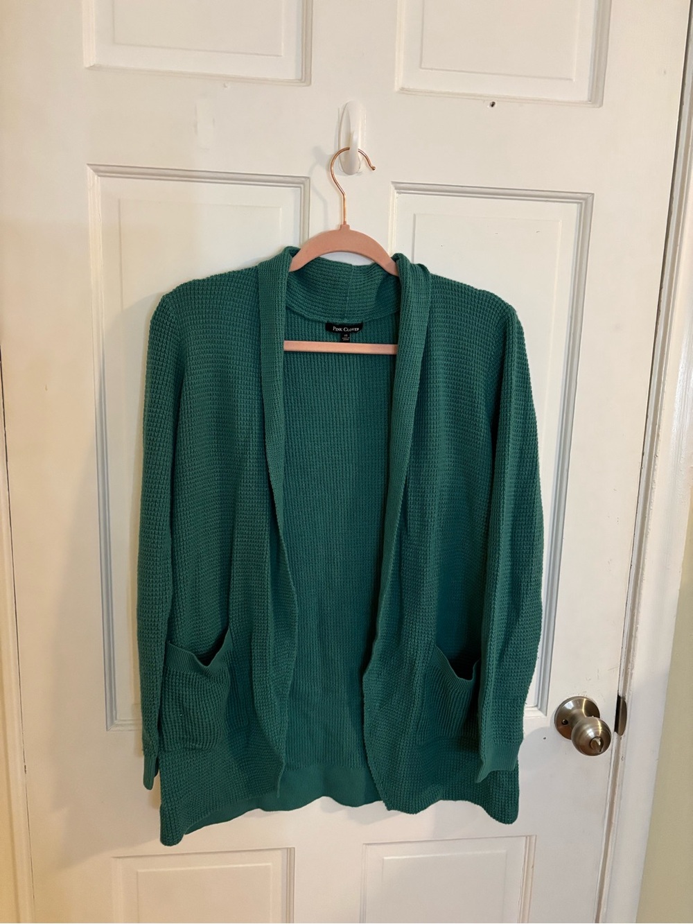 Pink Clover Cozy Open-Front Dark Teal Cardigan Sweater Size XS